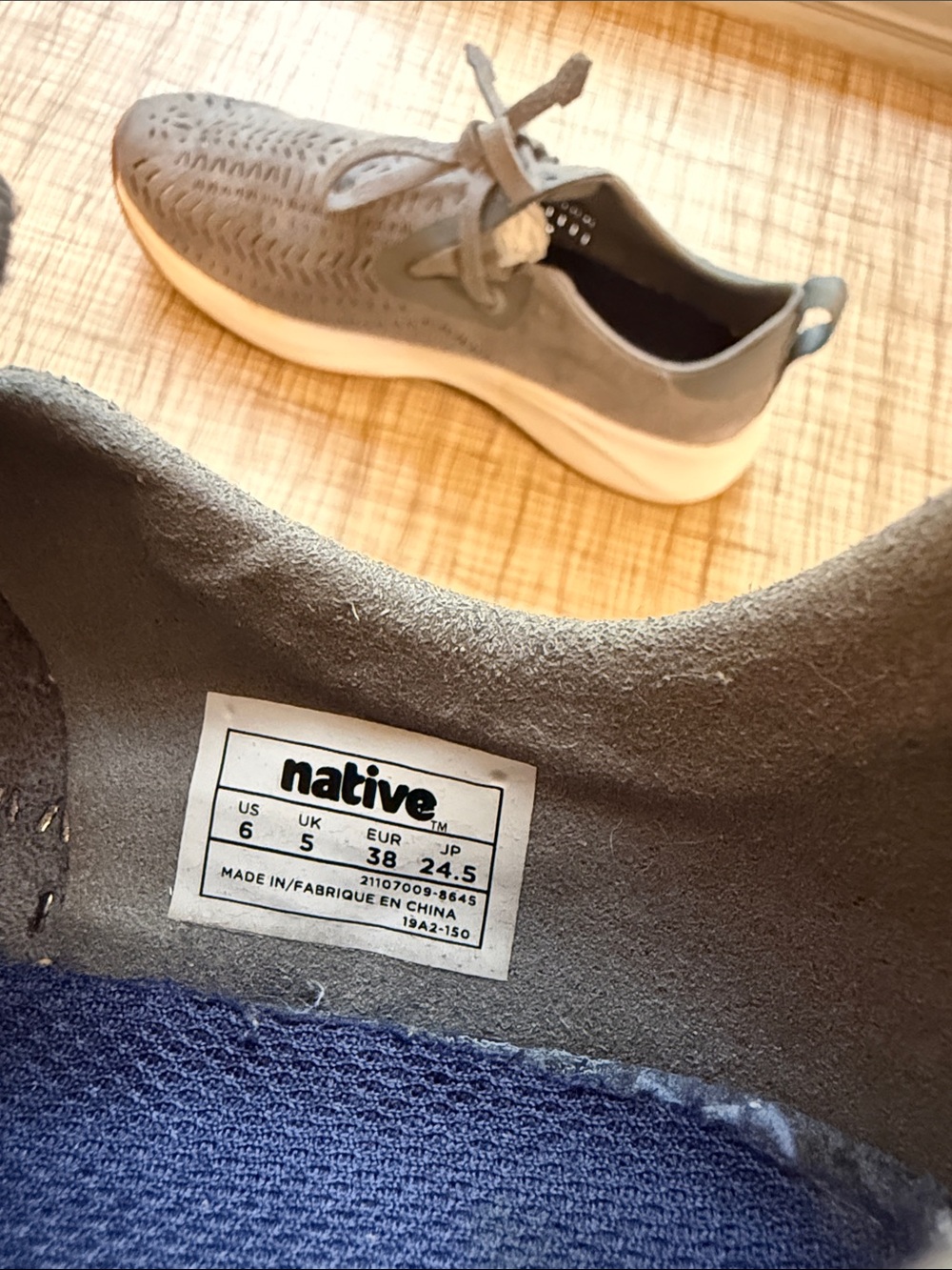 Native Gray Perforated Suede slip on Sneakers - Picture 3 of 7